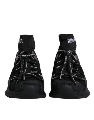 Dolce &amp; Gabbana Zwarte Sorrento Sokken Logo Sneakers Schoenen