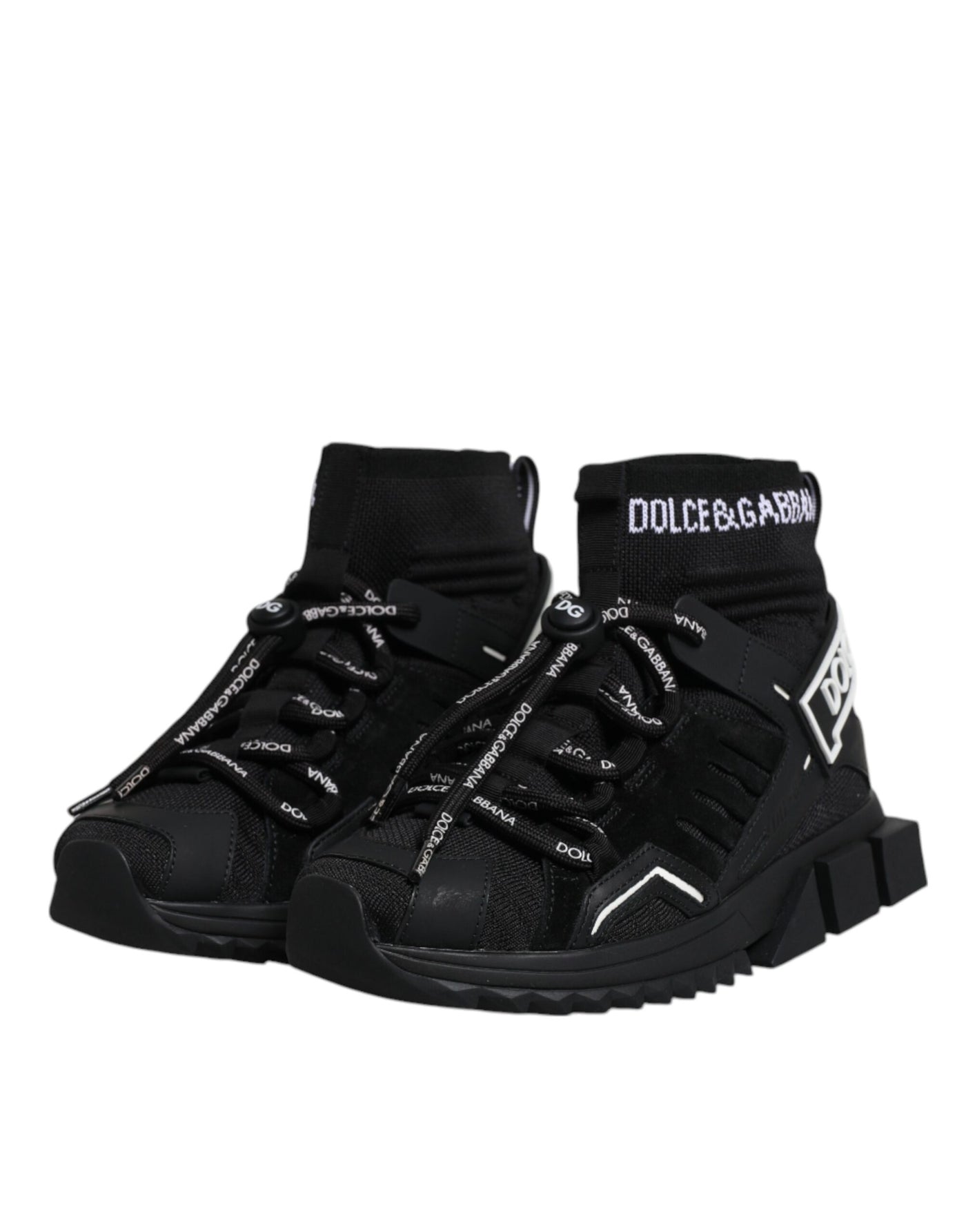 Dolce &amp; Gabbana Zwarte Sorrento Sokken Logo Sneakers Schoenen