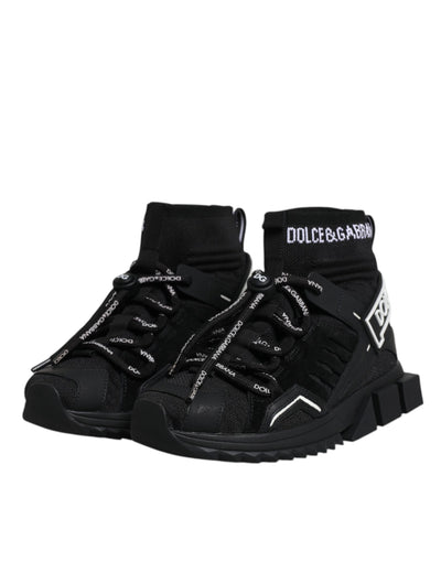 Dolce &amp; Gabbana Zwarte Sorrento Sokken Logo Sneakers Schoenen