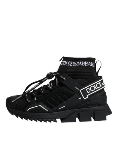 Dolce &amp; Gabbana Zwarte Sorrento Sokken Logo Sneakers Schoenen