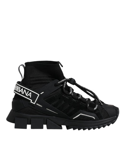 Dolce &amp; Gabbana Zwarte Sorrento Sokken Logo Sneakers Schoenen