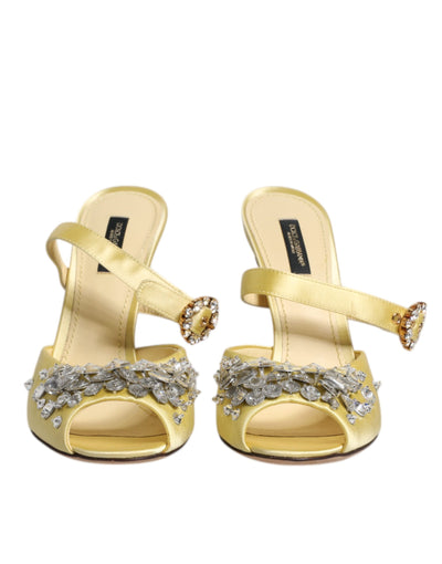 Dolce &amp; Gabbana Gele Kristallen Slides KEIRA Sandalen Schoenen