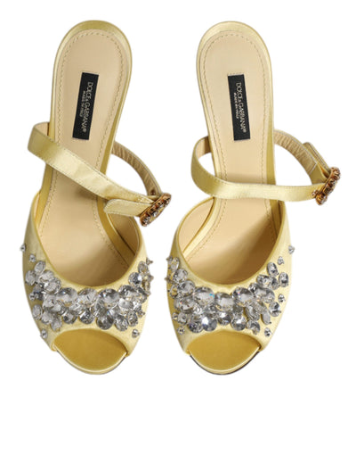 Dolce &amp; Gabbana Gele Kristallen Slides KEIRA Sandalen Schoenen