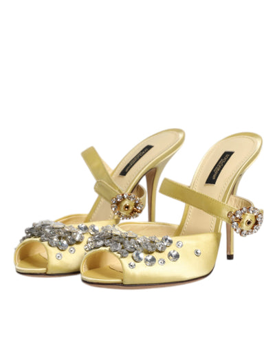 Dolce &amp; Gabbana Gele Kristallen Slides KEIRA Sandalen Schoenen