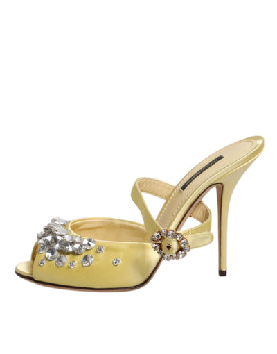 Dolce &amp; Gabbana Gele Kristallen Slides KEIRA Sandalen Schoenen