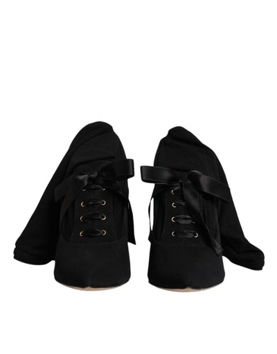 Bottes mi-mollet noires à talons aiguilles Dolce &amp; Gabbana