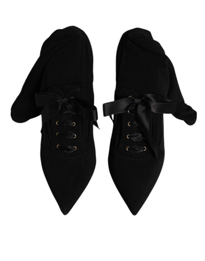 Bottes mi-mollet noires à talons aiguilles Dolce &amp; Gabbana
