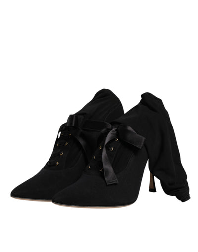 Bottes mi-mollet noires à talons aiguilles Dolce &amp; Gabbana