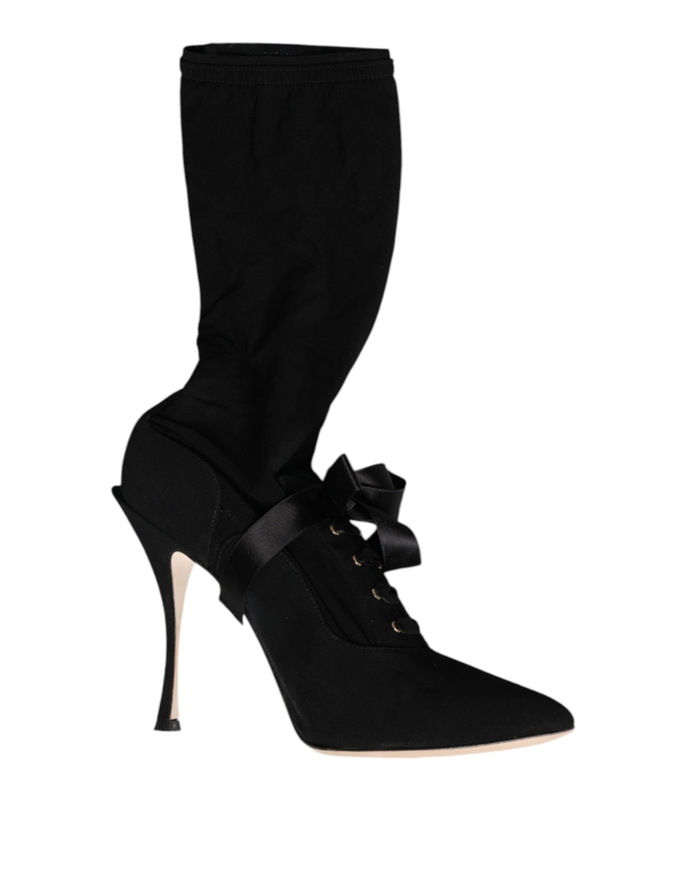 Bottes mi-mollet noires à talons aiguilles Dolce &amp; Gabbana