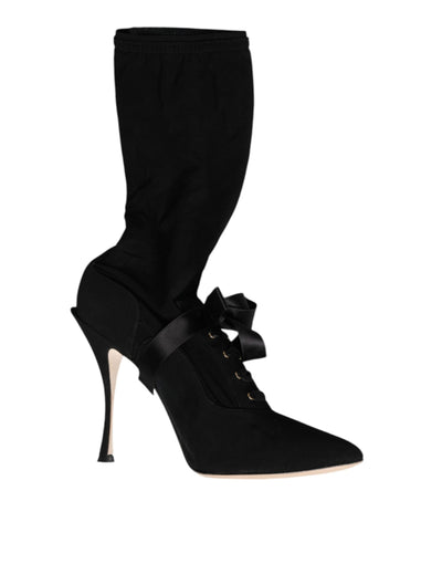 Bottes mi-mollet noires à talons aiguilles Dolce &amp; Gabbana