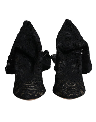 Dolce &amp; Gabbana Chaussettes extensibles noires Bottes en dentelle Taormina Chaussures