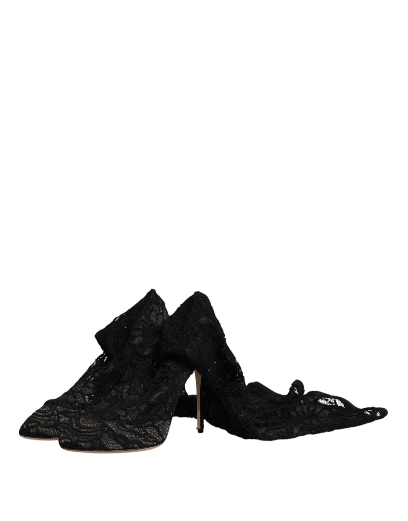 Dolce &amp; Gabbana Chaussettes extensibles noires Bottes en dentelle Taormina Chaussures