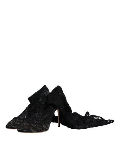 Dolce &amp; Gabbana Chaussettes extensibles noires Bottes en dentelle Taormina Chaussures