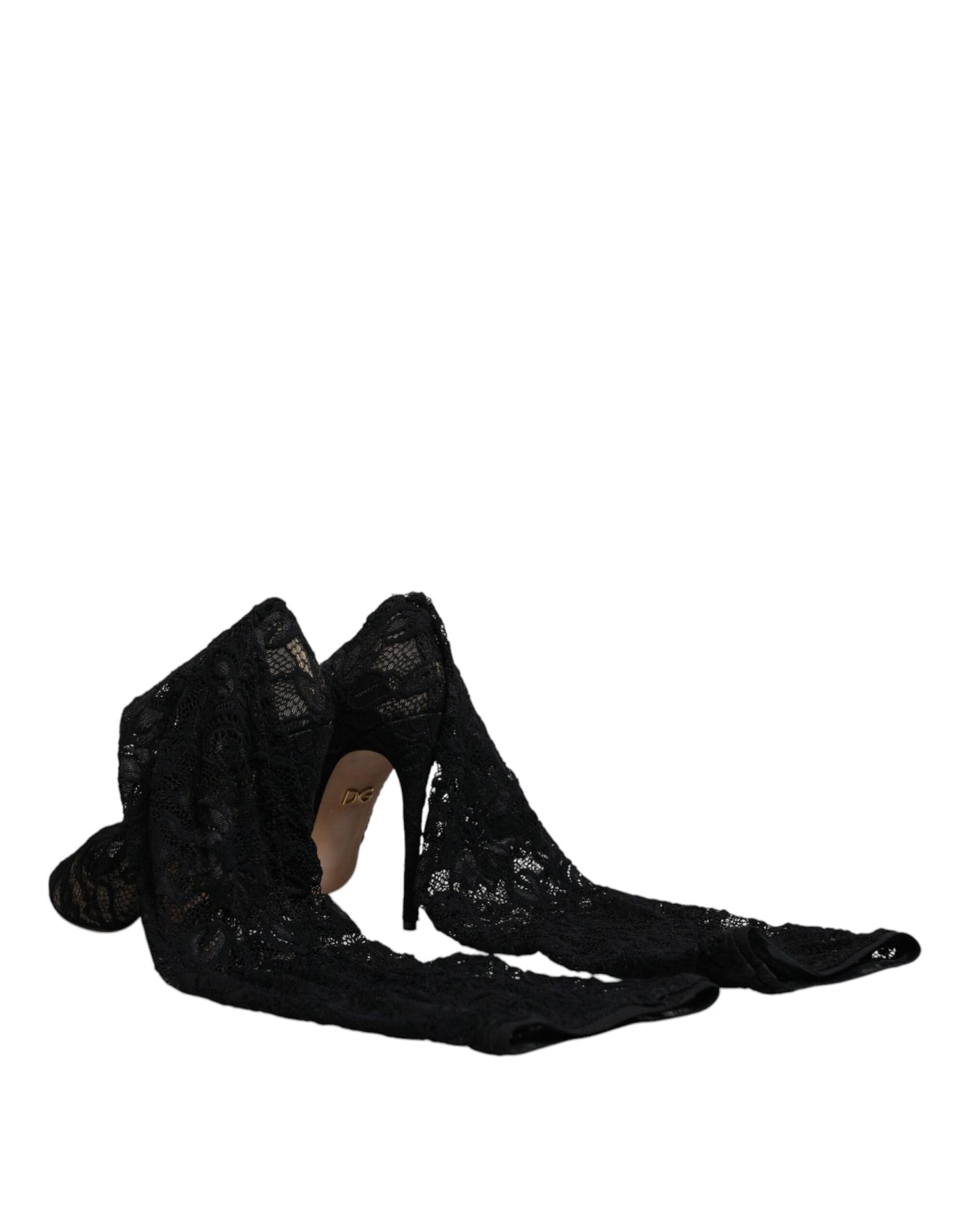 Dolce &amp; Gabbana Chaussettes extensibles noires Bottes en dentelle Taormina Chaussures