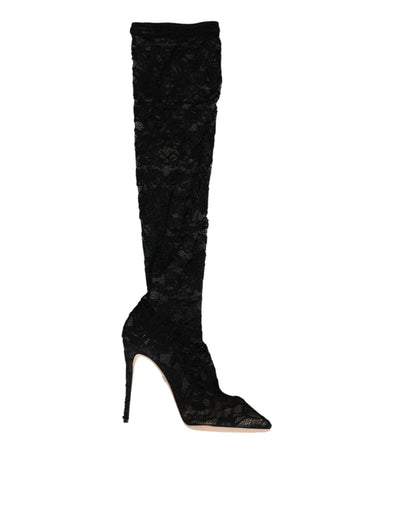 Dolce &amp; Gabbana Chaussettes extensibles noires Bottes en dentelle Taormina Chaussures