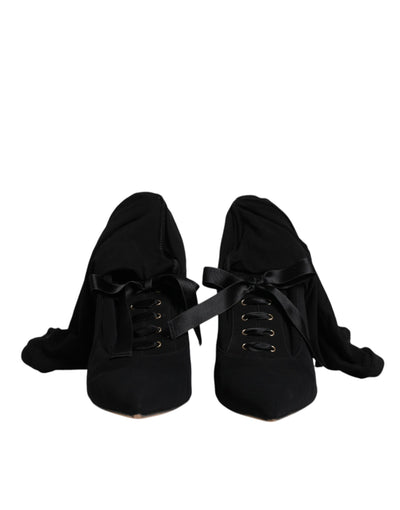 Bottes mi-mollet noires à talons aiguilles Dolce &amp; Gabbana