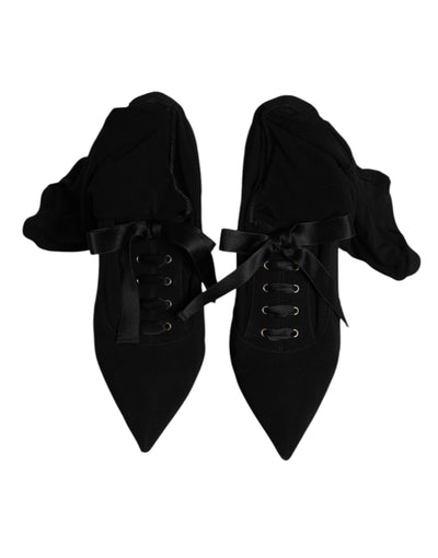 Bottes mi-mollet noires à talons aiguilles Dolce &amp; Gabbana