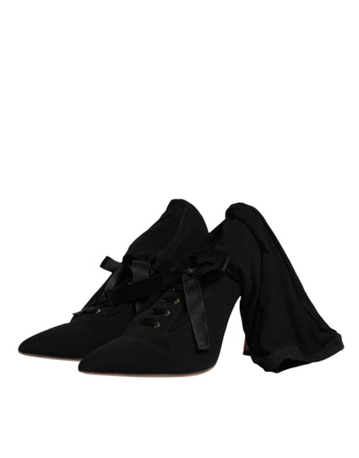 Bottes mi-mollet noires à talons aiguilles Dolce &amp; Gabbana