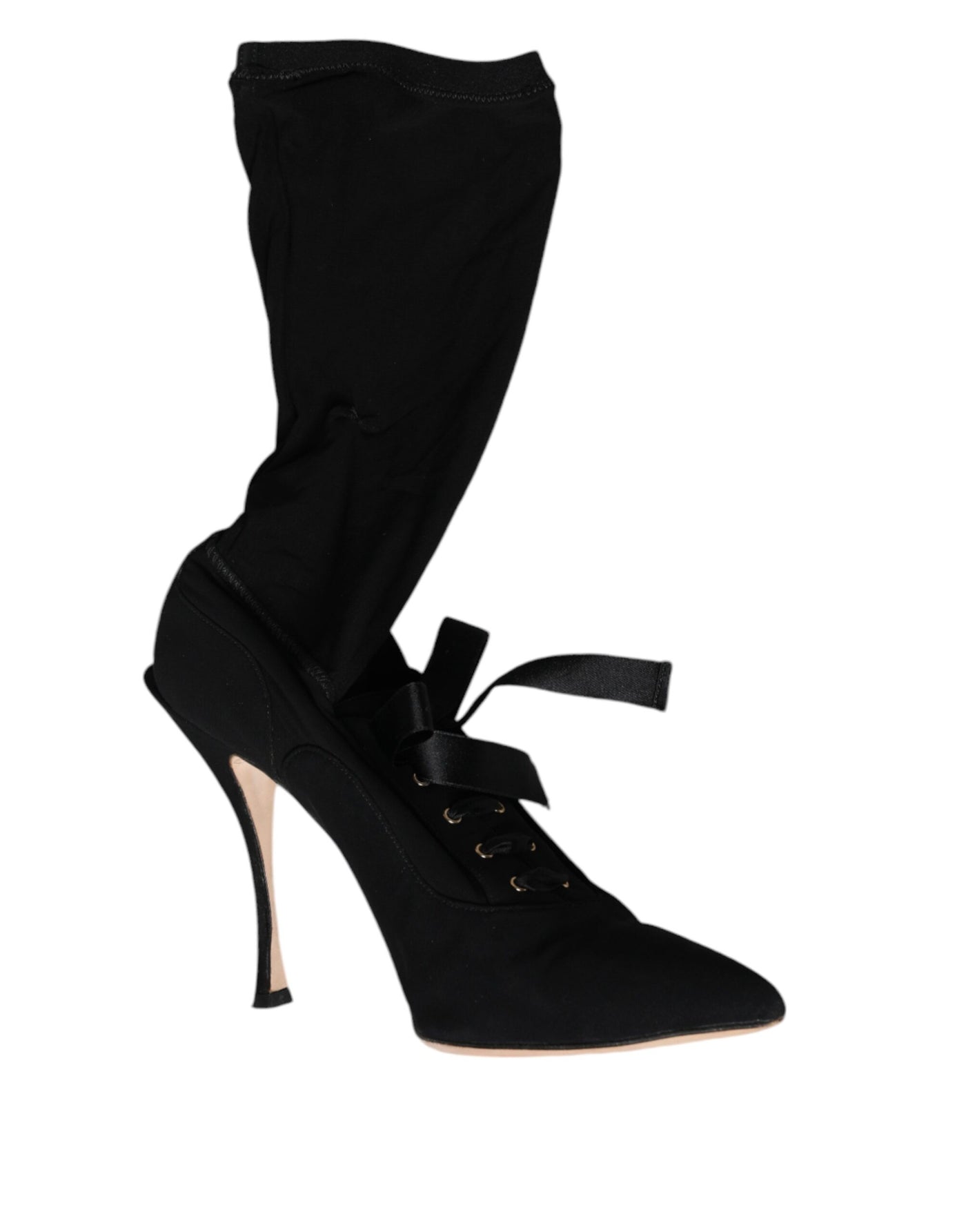 Bottes mi-mollet noires à talons aiguilles Dolce &amp; Gabbana
