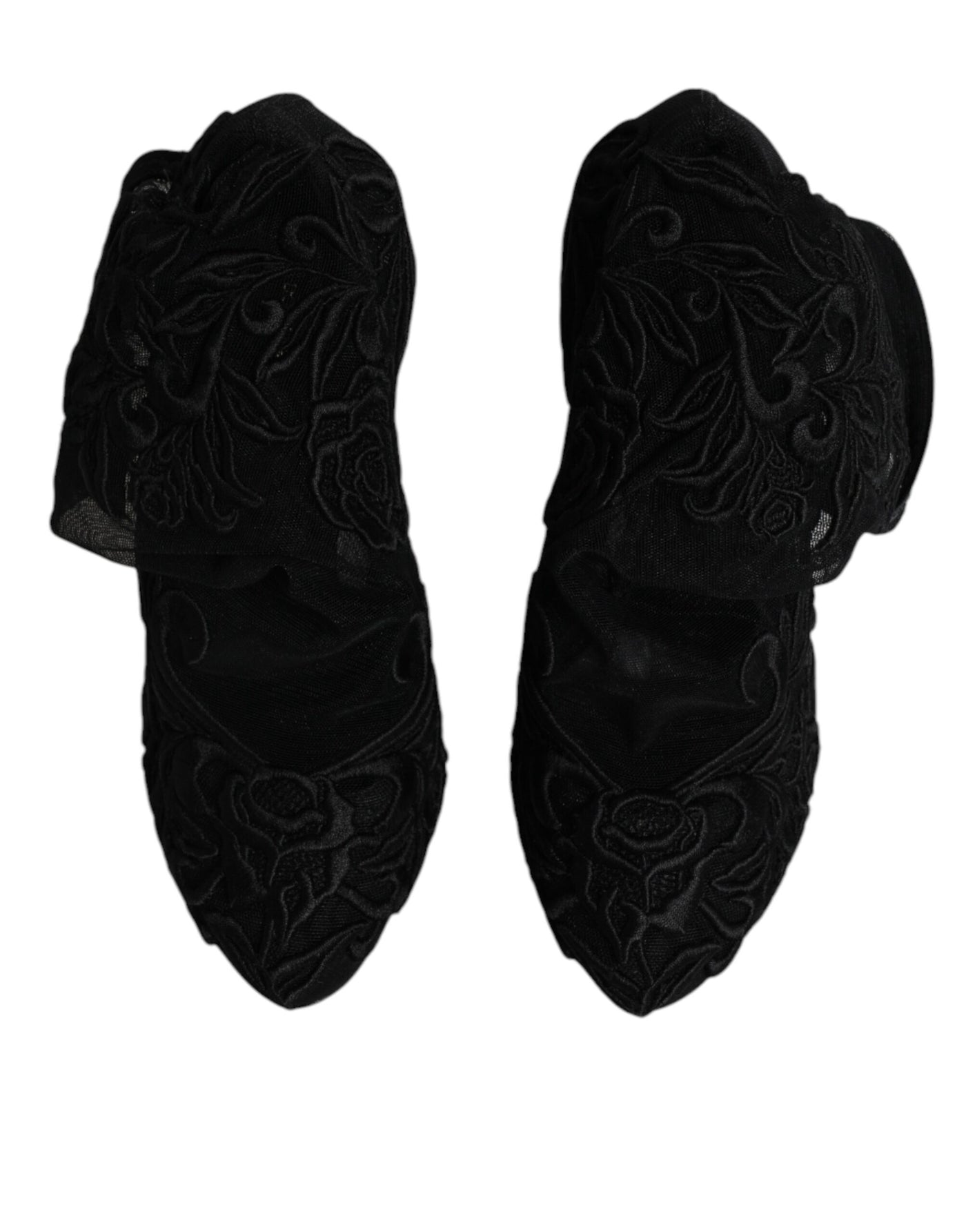 Bottes mi-mollet à talons extensibles en tulle noir Dolce &amp; Gabbana