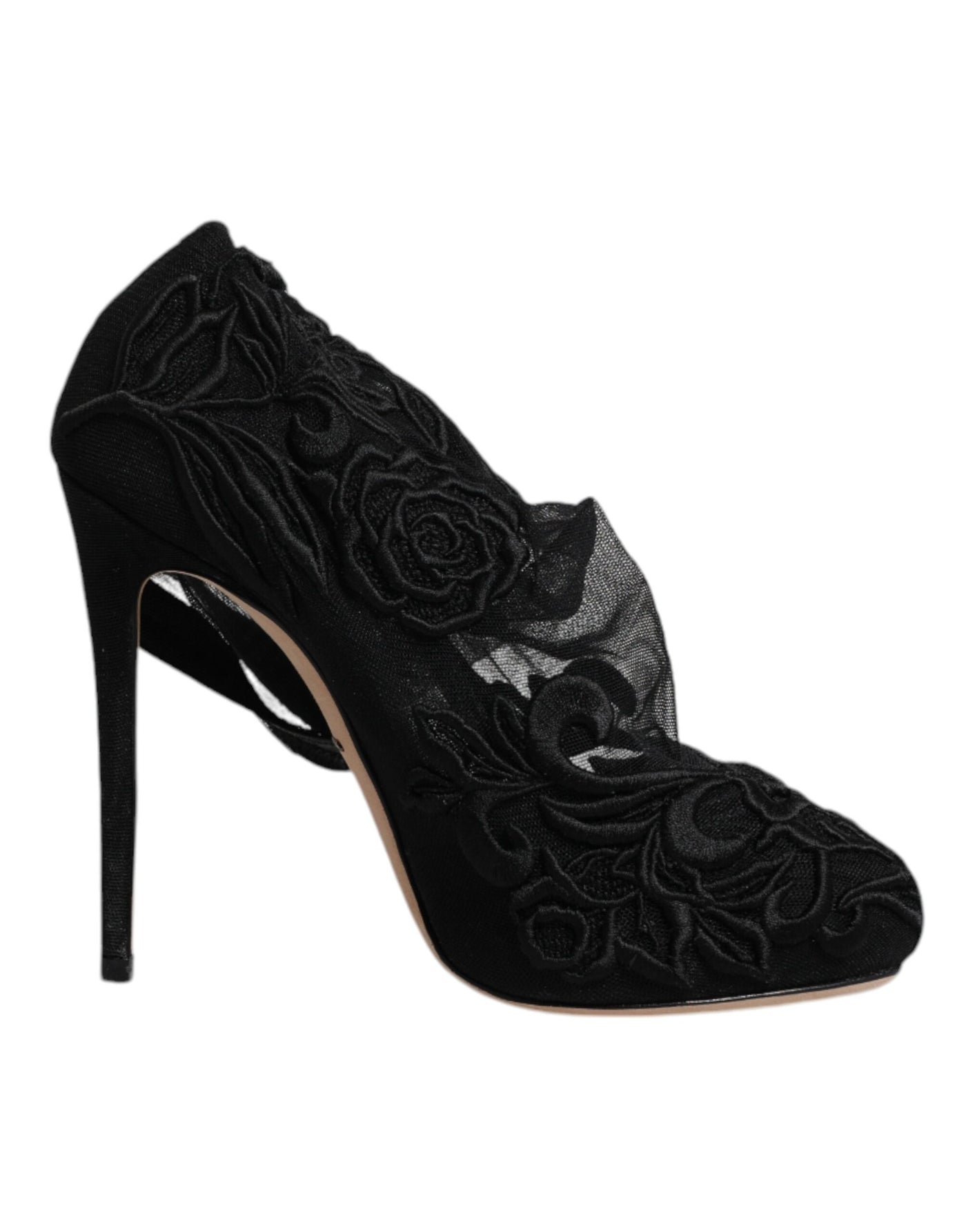 Bottes mi-mollet à talons extensibles en tulle noir Dolce &amp; Gabbana