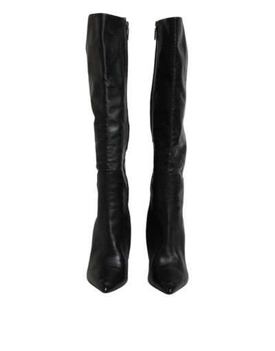 Bottes hautes en cuir noir Dolce &amp; Gabbana