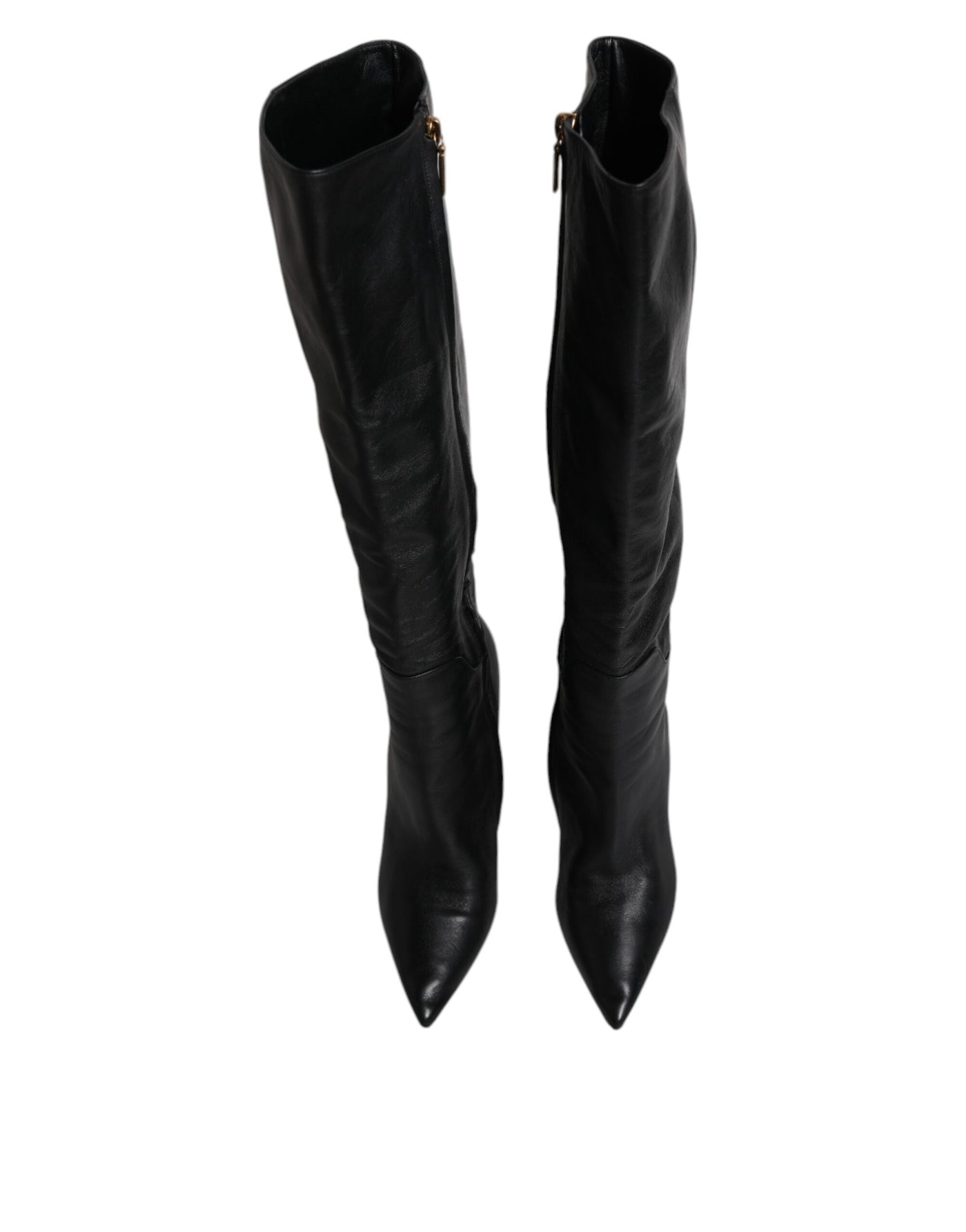 Bottes hautes en cuir noir Dolce &amp; Gabbana
