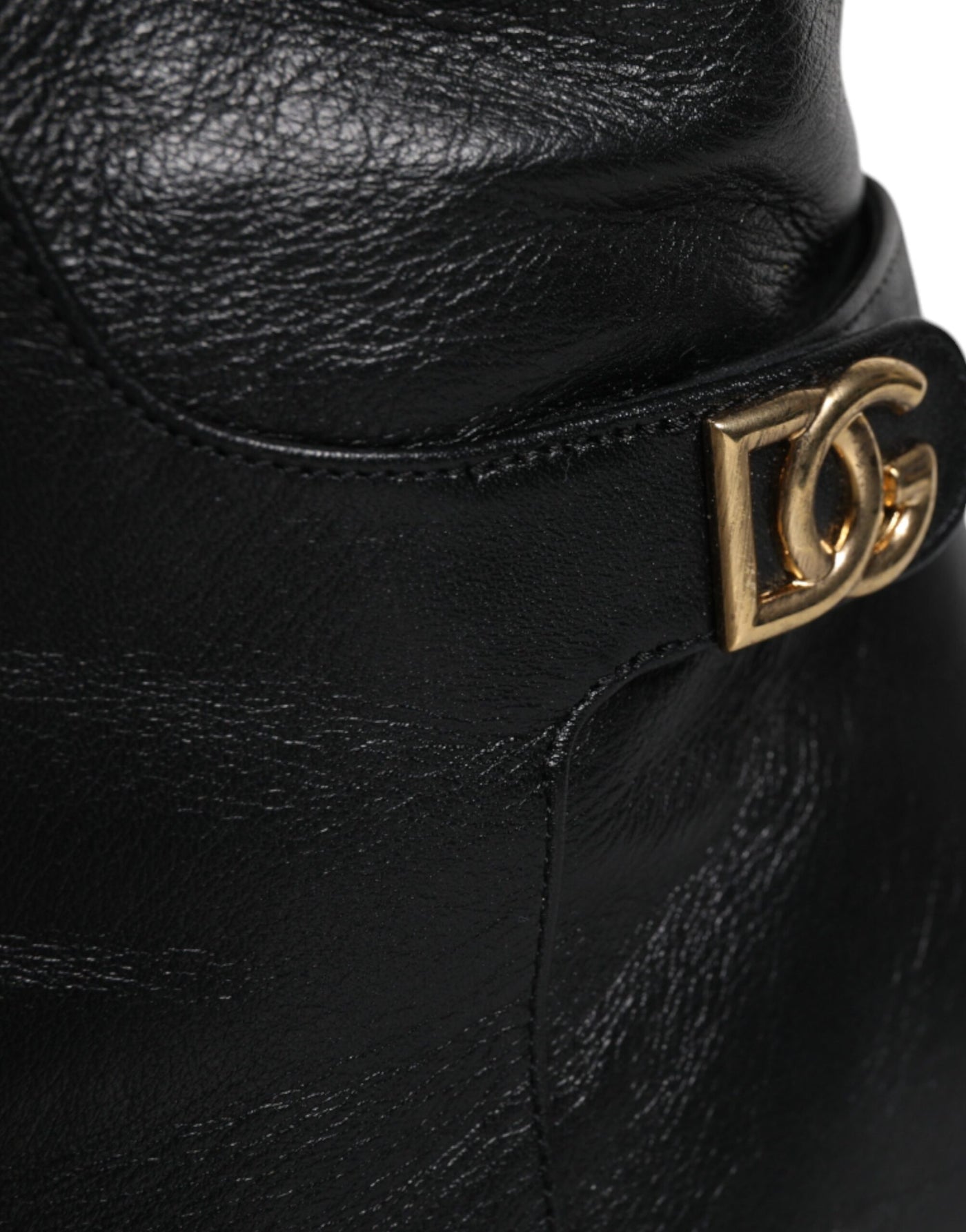 Bottes hautes en cuir noir Dolce &amp; Gabbana
