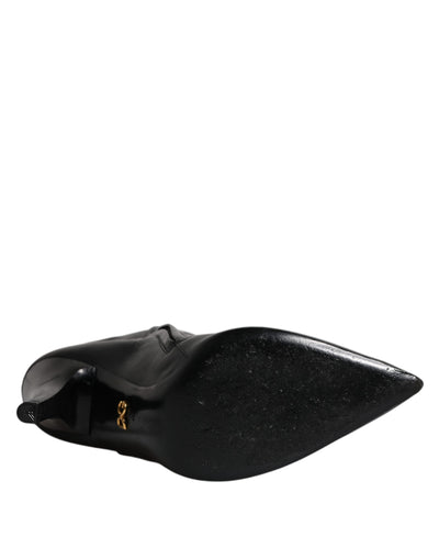 Bottes hautes en cuir noir Dolce &amp; Gabbana