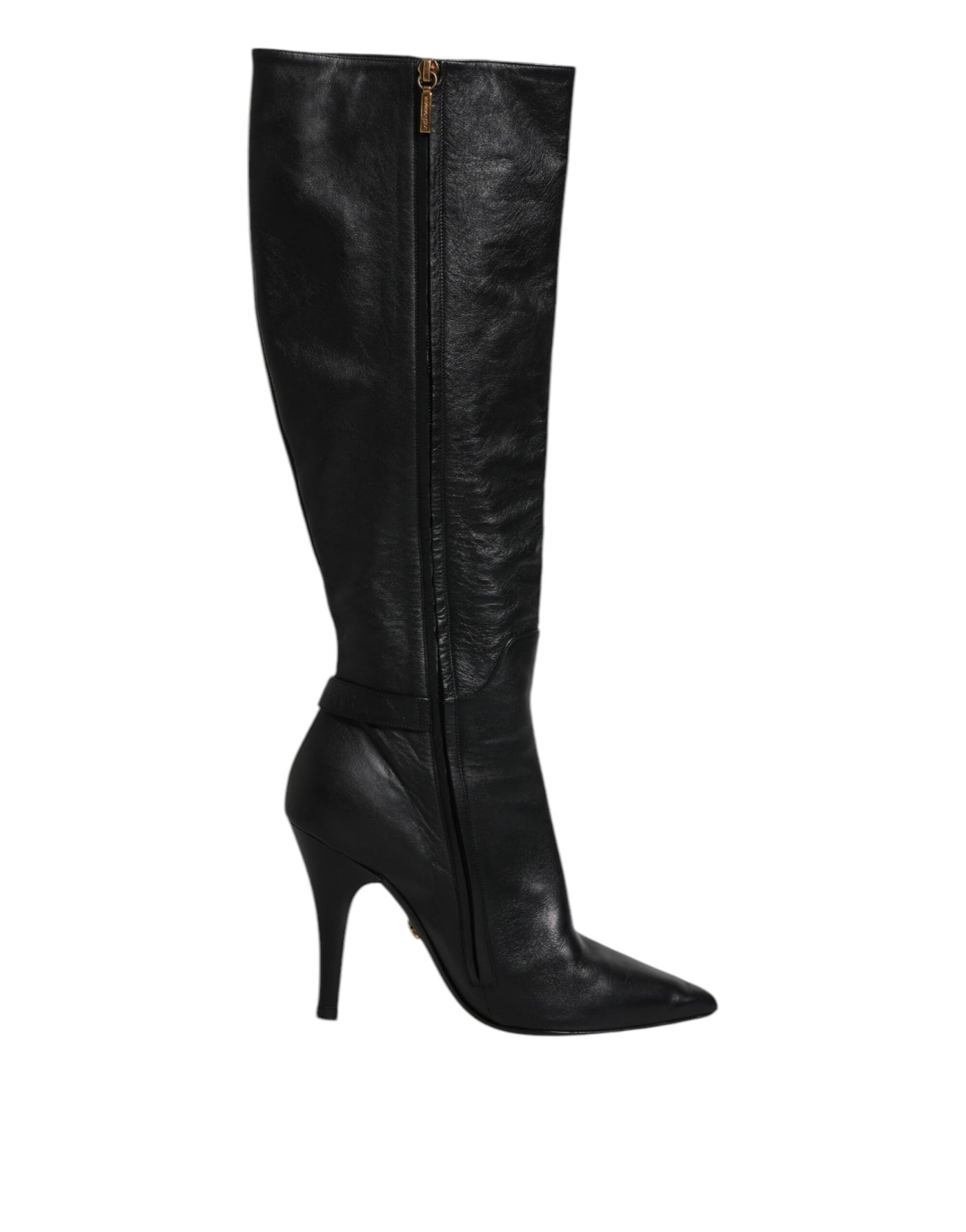 Bottes hautes en cuir noir Dolce &amp; Gabbana