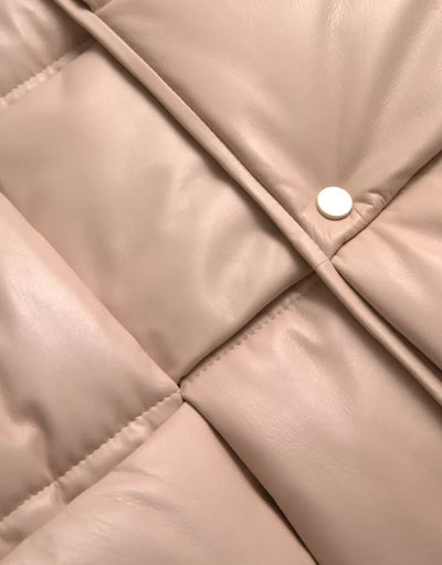 Veste matelassée sans manches en cuir de veau beige Bottega Veneta