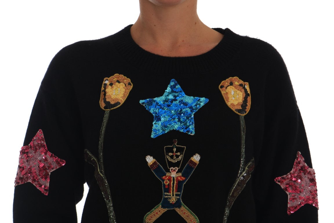 Pull en cachemire noir cristal Dolce &amp; Gabbana Fairy Tale