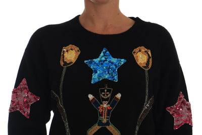 Pull en cachemire noir cristal Dolce &amp; Gabbana Fairy Tale