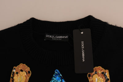 Pull en cachemire noir cristal Dolce &amp; Gabbana Fairy Tale