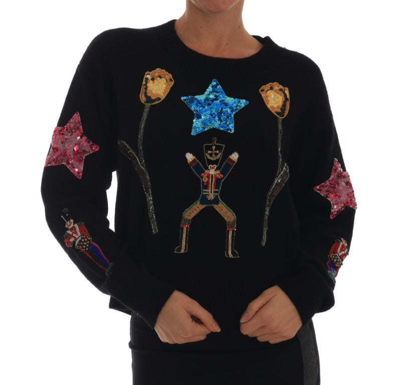 Pull en cachemire noir cristal Dolce &amp; Gabbana Fairy Tale