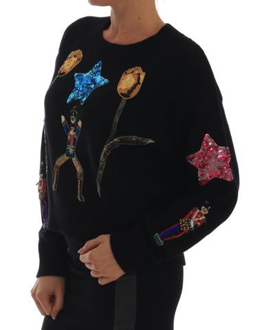 Pull en cachemire noir cristal Dolce &amp; Gabbana Fairy Tale