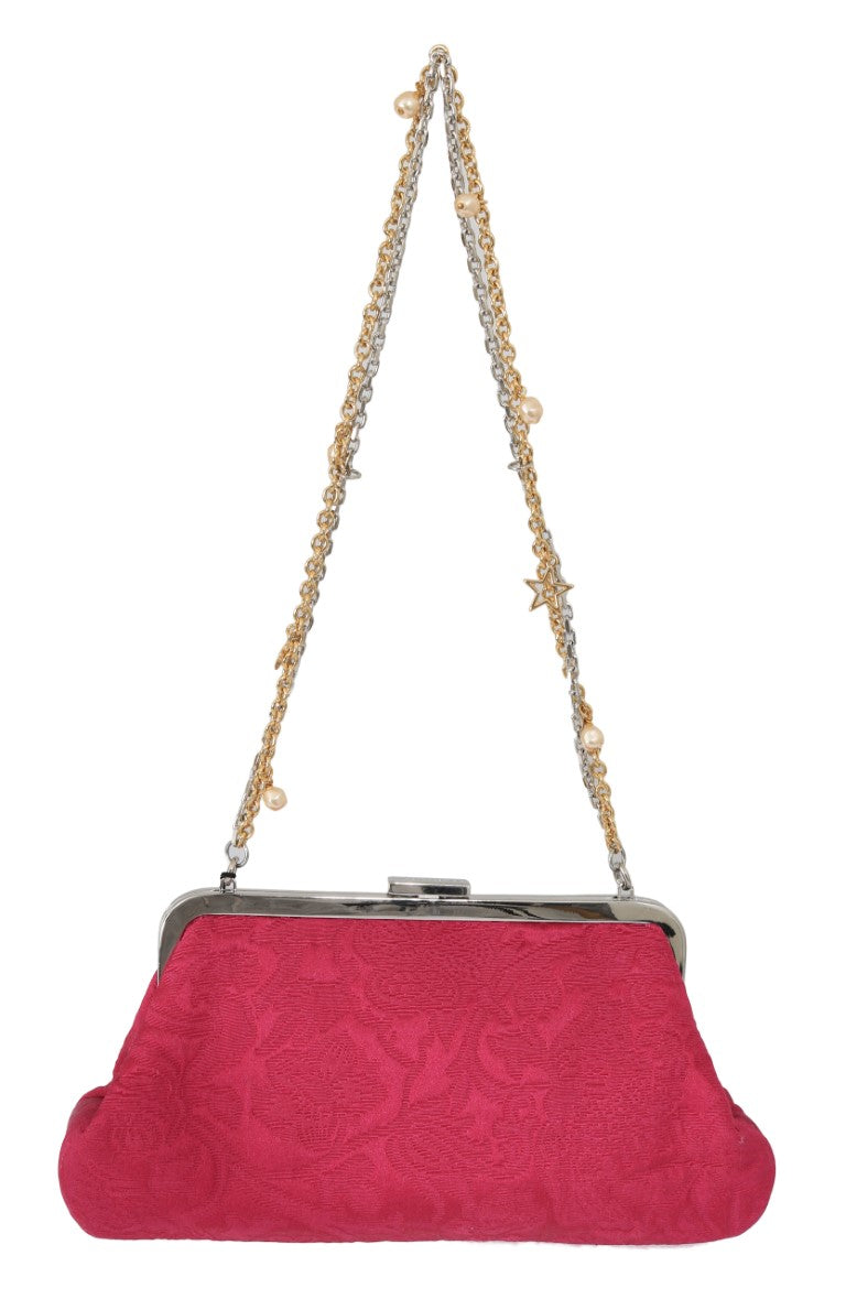 Sac de soirée Dolce &amp; Gabbana en brocart rose à fleurs et cristaux