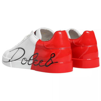 Dolce &amp; Gabbana Wit Rode Portofino Lage Sneakers Schoenen
