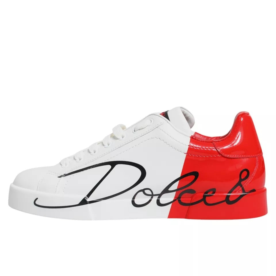 Dolce &amp; Gabbana Wit Rode Portofino Lage Sneakers Schoenen