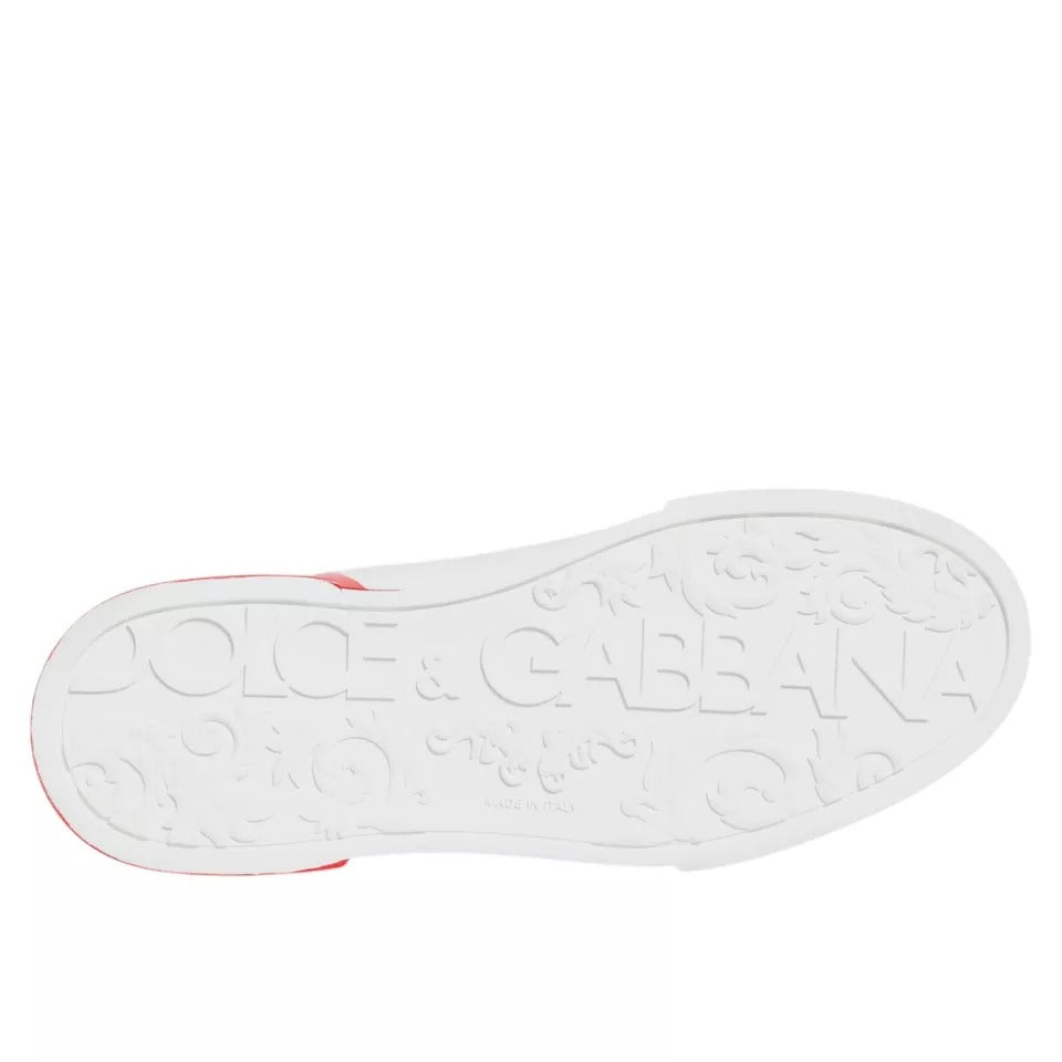 Dolce &amp; Gabbana Wit Rode Portofino Lage Sneakers Schoenen