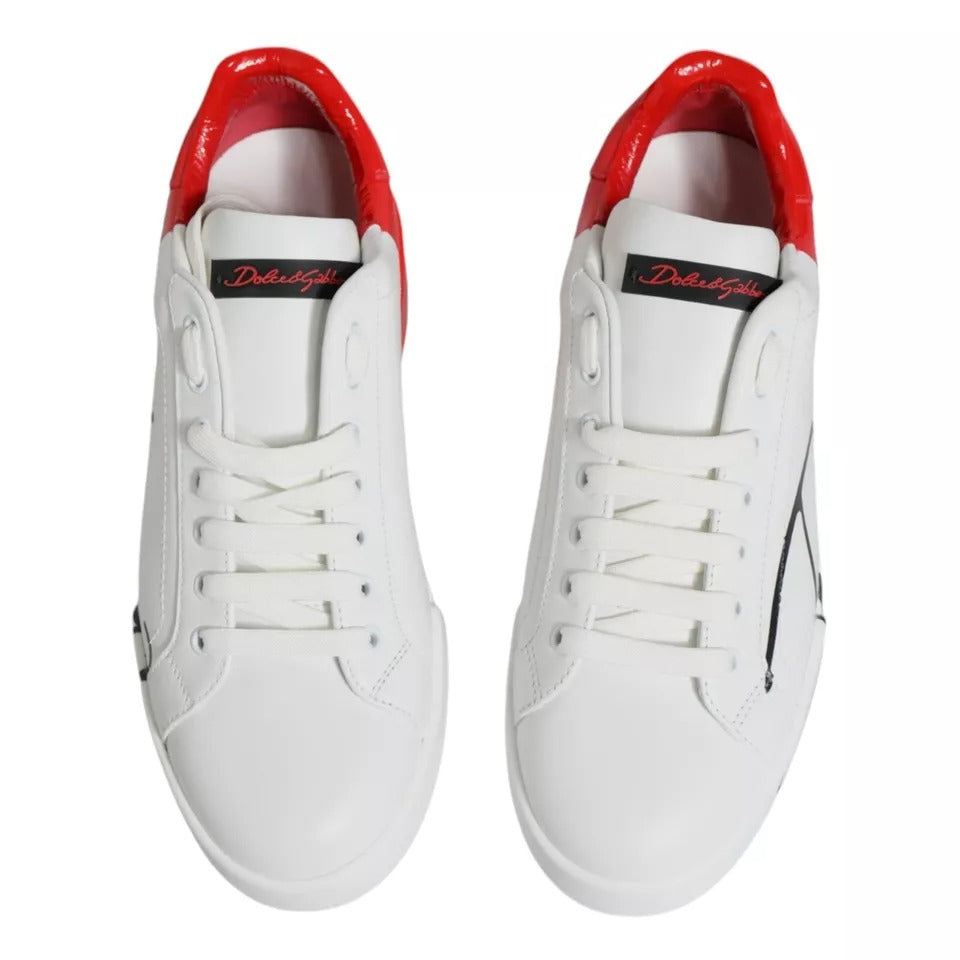 Dolce &amp; Gabbana Wit Rode Portofino Lage Sneakers Schoenen