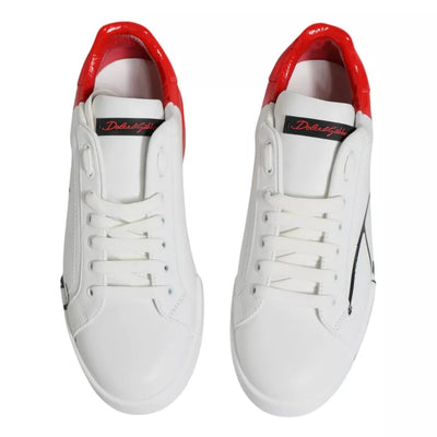 Dolce &amp; Gabbana Wit Rode Portofino Lage Sneakers Schoenen
