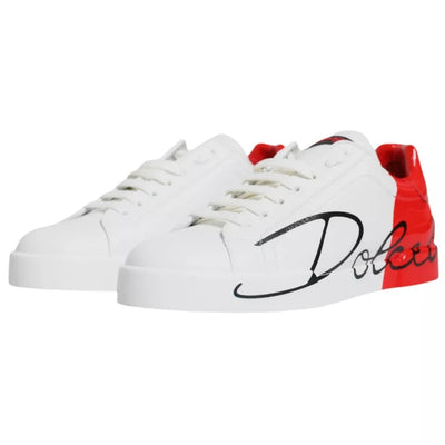 Dolce &amp; Gabbana Wit Rode Portofino Lage Sneakers Schoenen