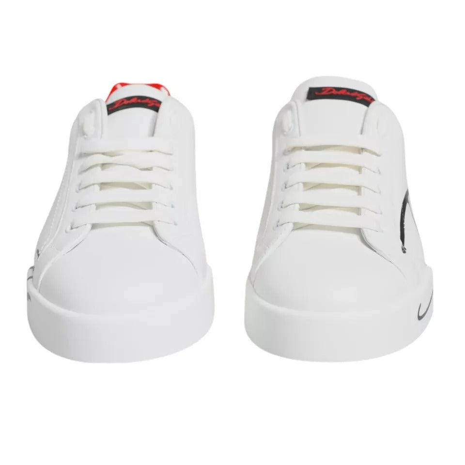 Dolce &amp; Gabbana Wit Rode Portofino Lage Sneakers Schoenen