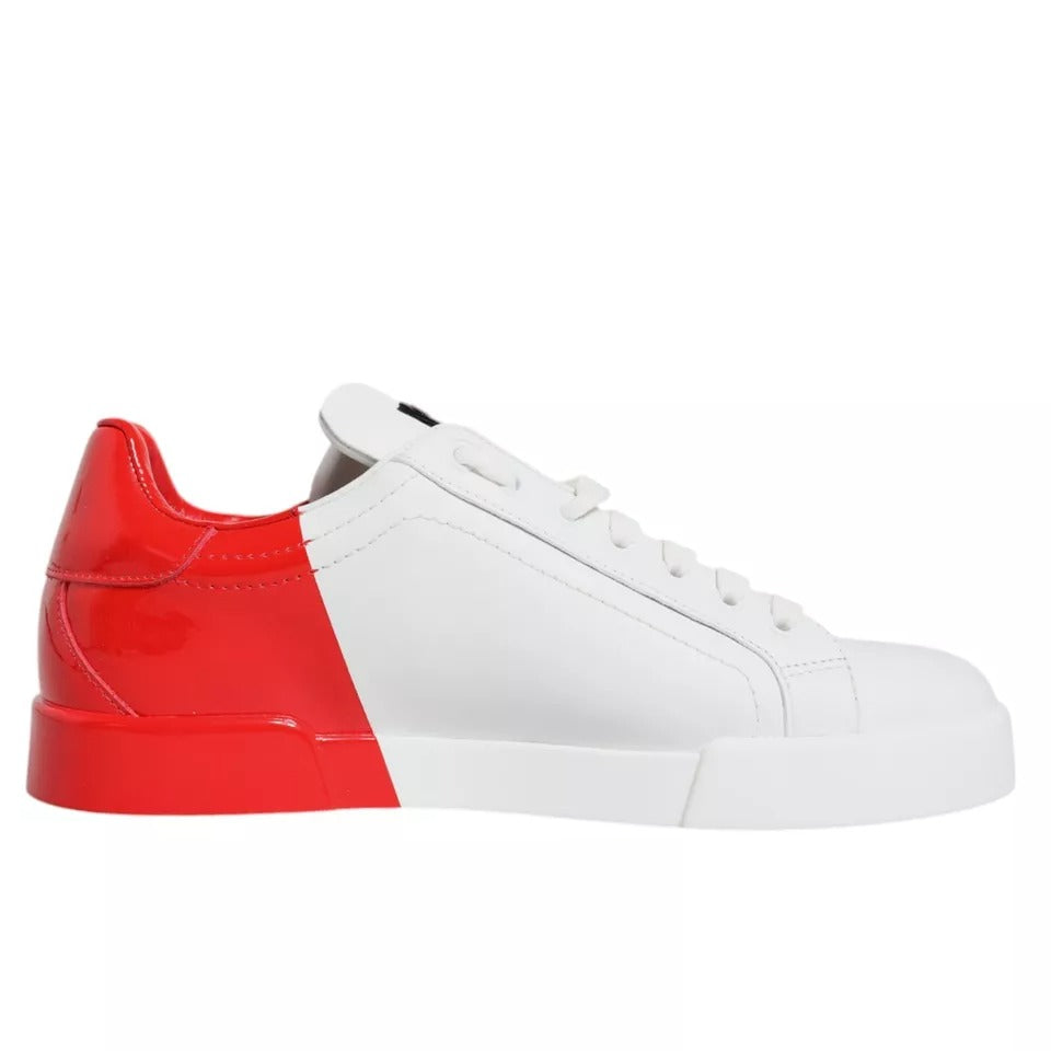 Dolce &amp; Gabbana Wit Rode Portofino Lage Sneakers Schoenen