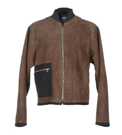 Dolce &amp; Gabbana Veste en cuir marron et gris