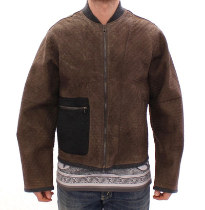 Dolce &amp; Gabbana Veste en cuir marron et gris