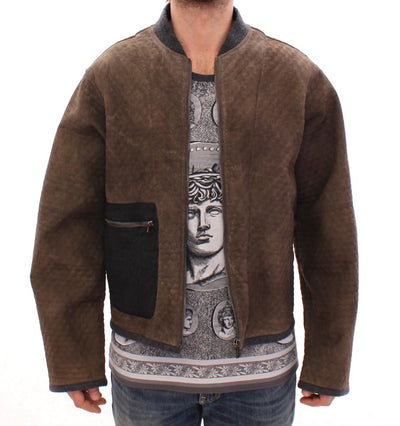 Dolce &amp; Gabbana Veste en cuir marron et gris