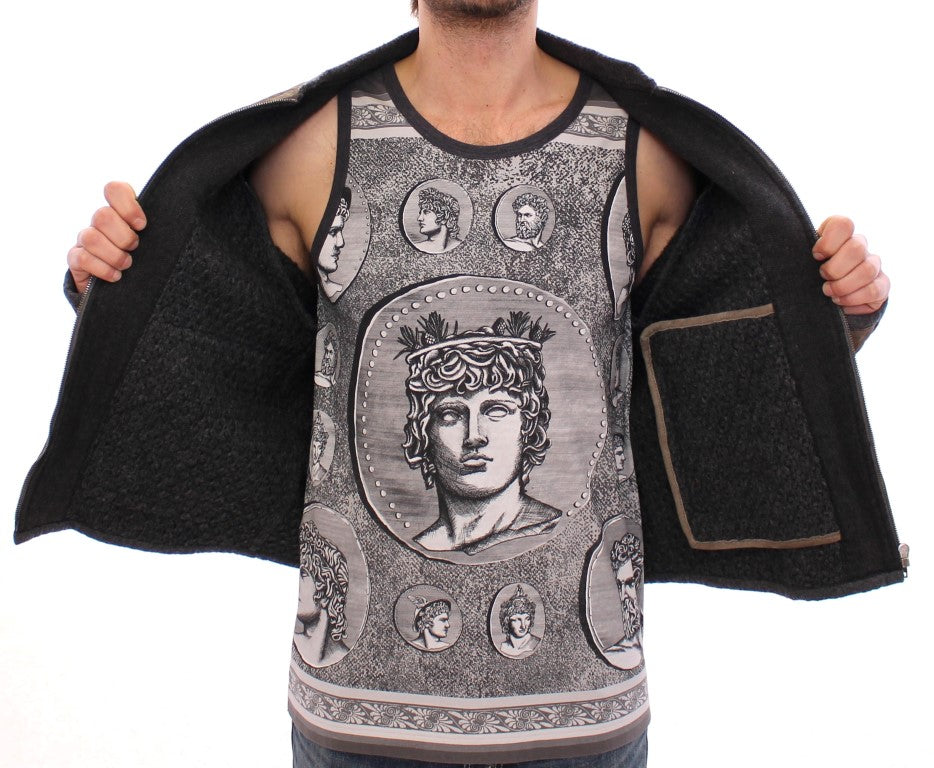 Dolce &amp; Gabbana Veste en cuir marron et gris