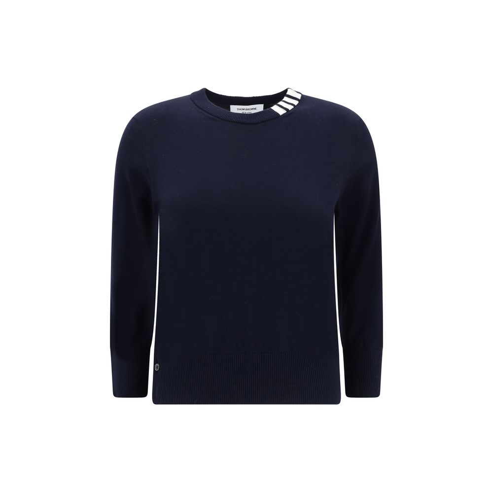 Pull ras du cou à bandes blanches Thom Browne